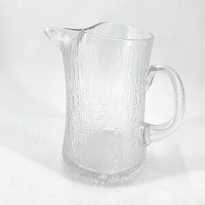 Iittala Ultima Thule Glass Pitcher Tapio Wirkkala Finnish MCM Textured Ice Lip